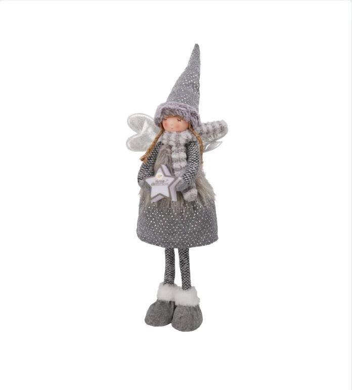 LED Weihnachtsengel „Silver Glow“ (67 cm) - Amiras Zauber