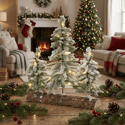 [KI] LED Weihnachtslandschaft auf Holz klein (28 x 10 x 30 cm) - Amiras Zauber