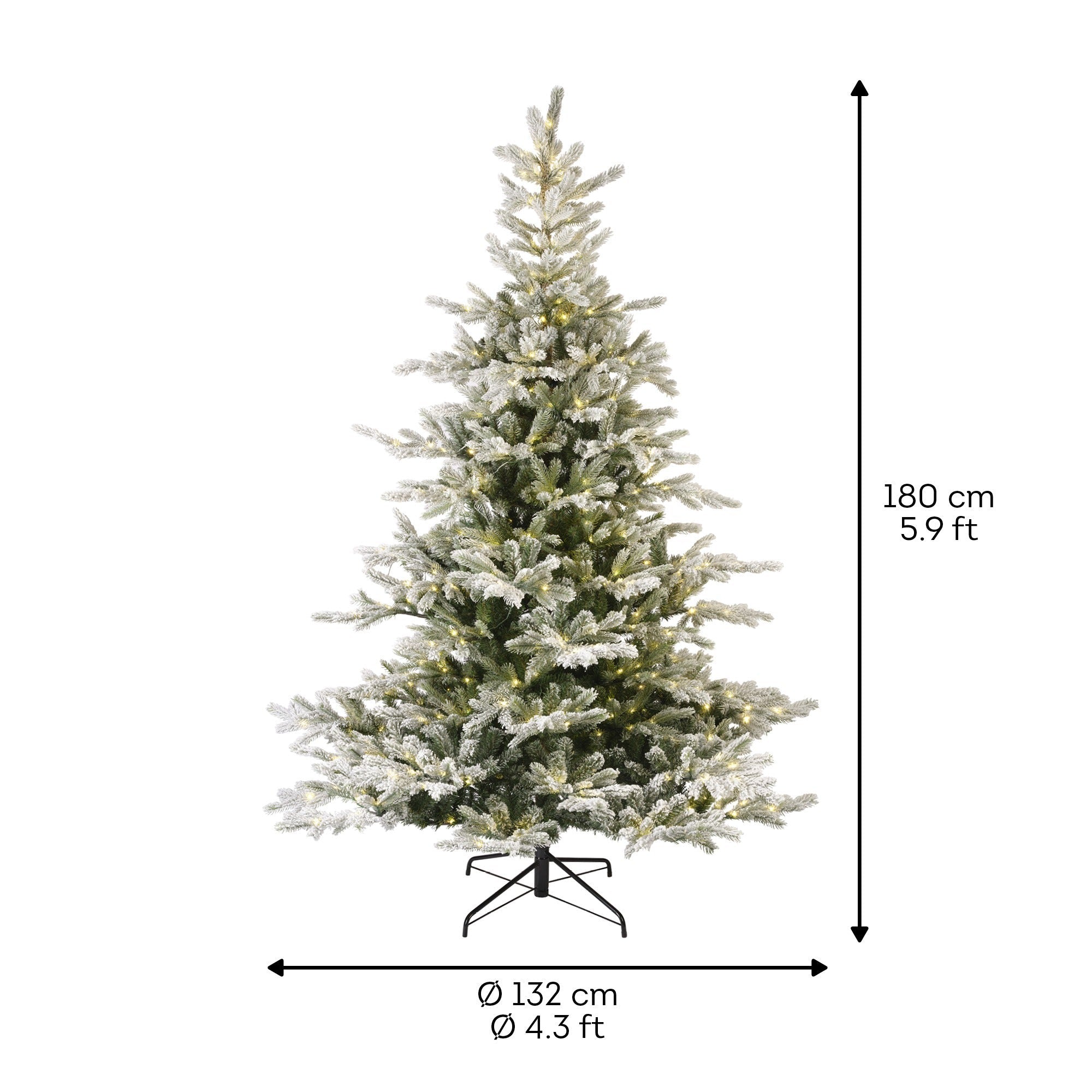 Premium Tanne "Grandis Fir" verschneit mit warmweißer Beleuchtung – 180 cm - Amiras Zauber