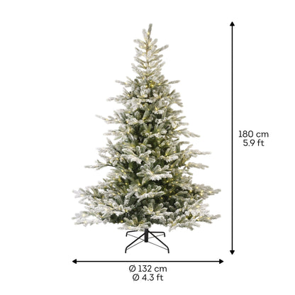 Premium Tanne "Grandis Fir" verschneit mit warmweißer Beleuchtung – 180 cm - Amiras Zauber