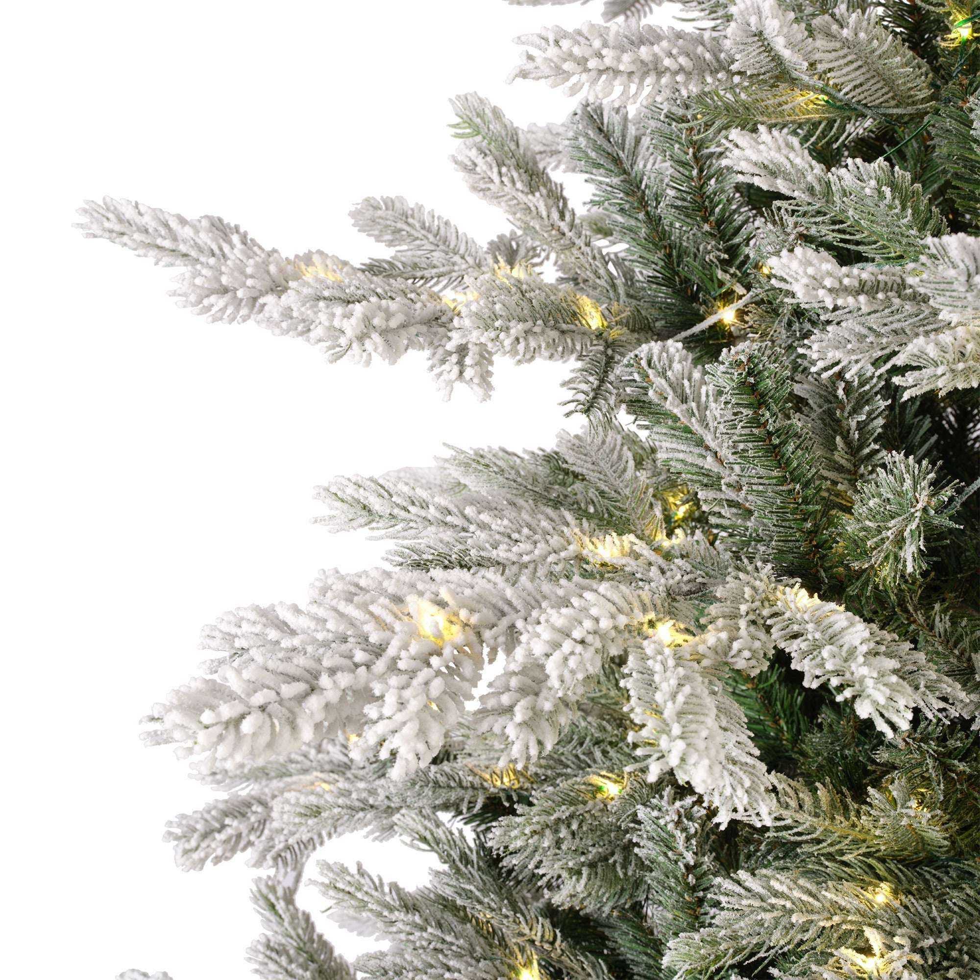 Premium Tanne "Grandis Fir" verschneit mit warmweißer Beleuchtung – 210 cm - Amiras Zauber