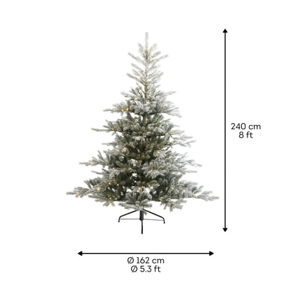 Premium Tanne "Grandis Fir" verschneit mit warmweißer Beleuchtung – 240 cm - Amiras Zauber