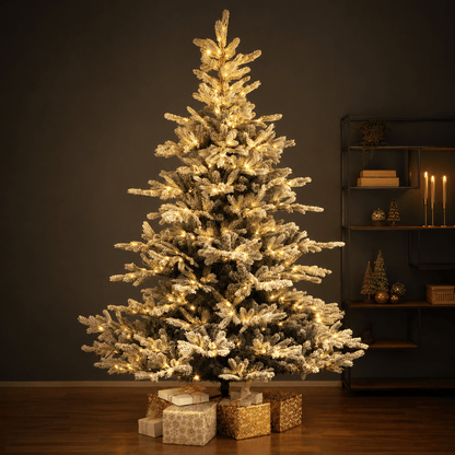[KI] Premium Tanne "Grandis Fir" verschneit mit warmweißer Beleuchtung – 240 cm - Amiras Zauber