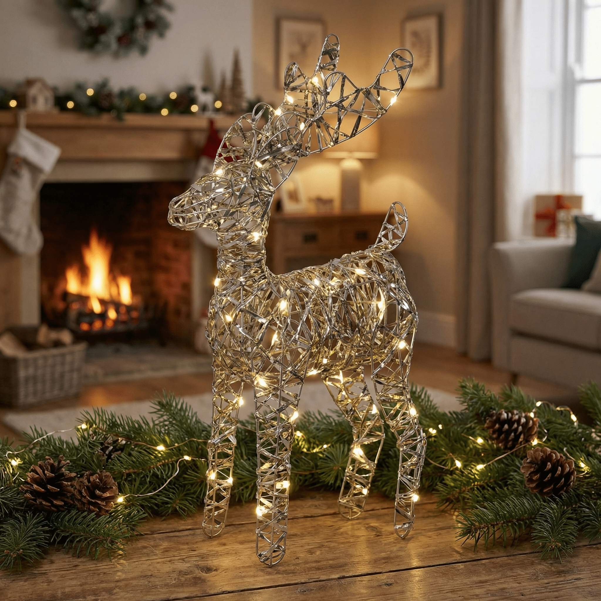 Video laden: [KI] LED Rentier Weihnachtszauber gold klein indoor (9 x 25 x 37 cm) - Amiras Zauber