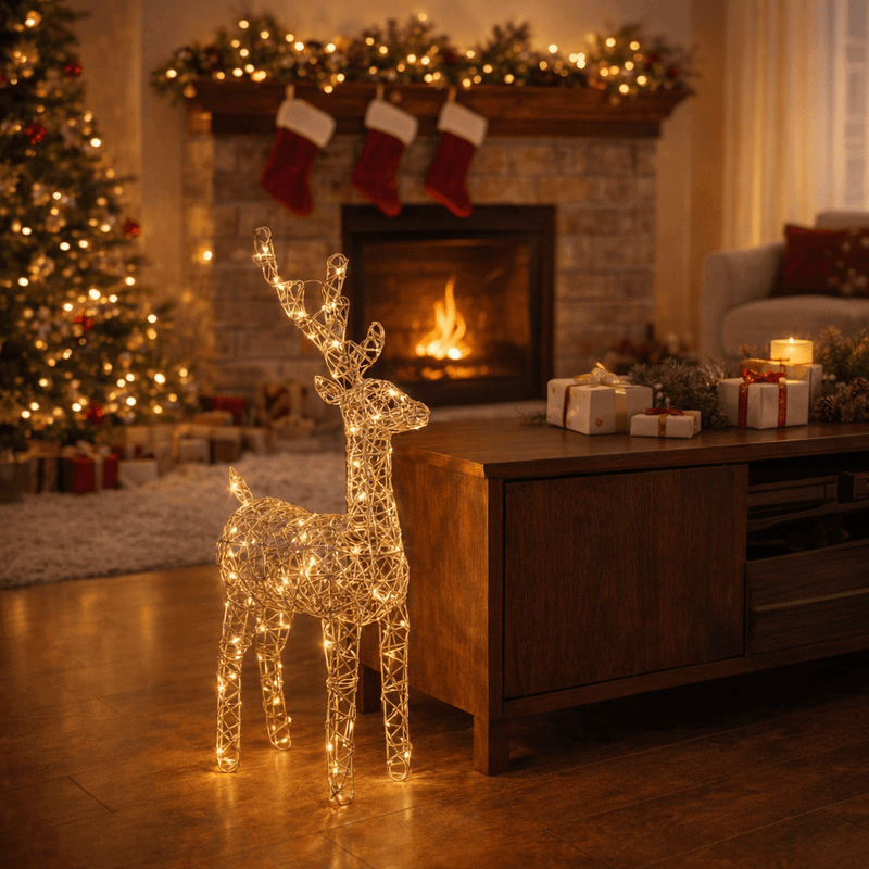[KI] LED Rentier Weihnachtszauber gold mittel indoor (12 x 30 x 55 cm) - Amiras Zauber