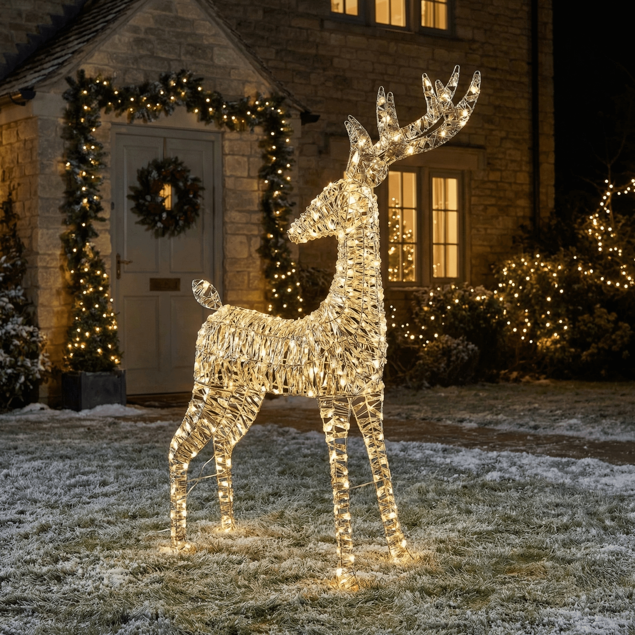 Video laden: [KI] LED Rentier Weihnachtszauber Gold Outdoor (18 x 65 x 130 cm) - Amiras Zauber