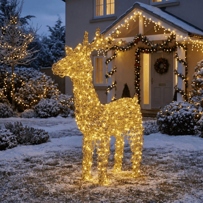[KI] Premium LED Rentier gold outdoor klein (20 x 57 x 104 cm) - Amiras Zauber