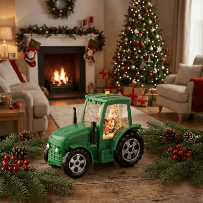 [KI] Traktor "Santa on Tour" mit Schneeeffekt (11,3 x 22 x 17 cm) - Amiras Zauber