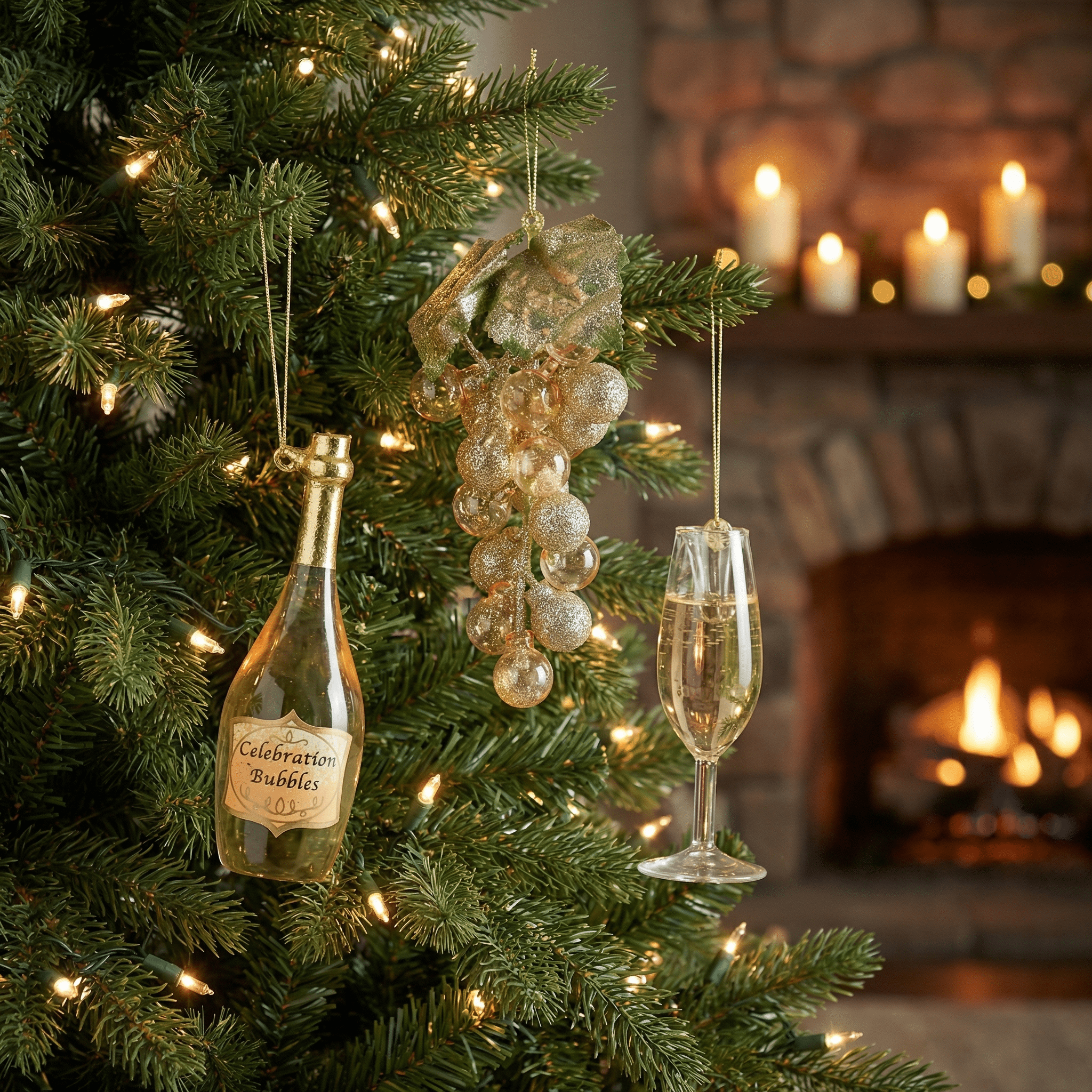 [KI] Prosecco Glas - Baumschmuck–Geschenk - Edition 4tlg. - Amiras Zauber