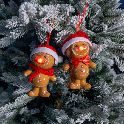 Weihnachtsanhänger „Lebkuchenmann“ LED 2er-Set (12, 5 x 8 x 4,5 cm) - Amiras Zauber