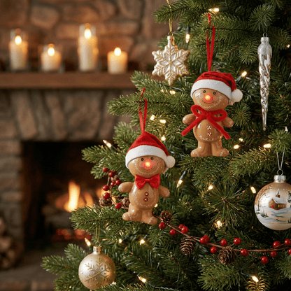 [KI] Weihnachtsanhänger „Lebkuchenmann“ LED 2er - Set (8 x 4,5 x 12,5 cm) - Amiras Zauber