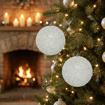 [KI] Weihnachtsbaumkugel Winterzauber weiß 12tlg. (Ø 10 cm) - Amiras Zauber