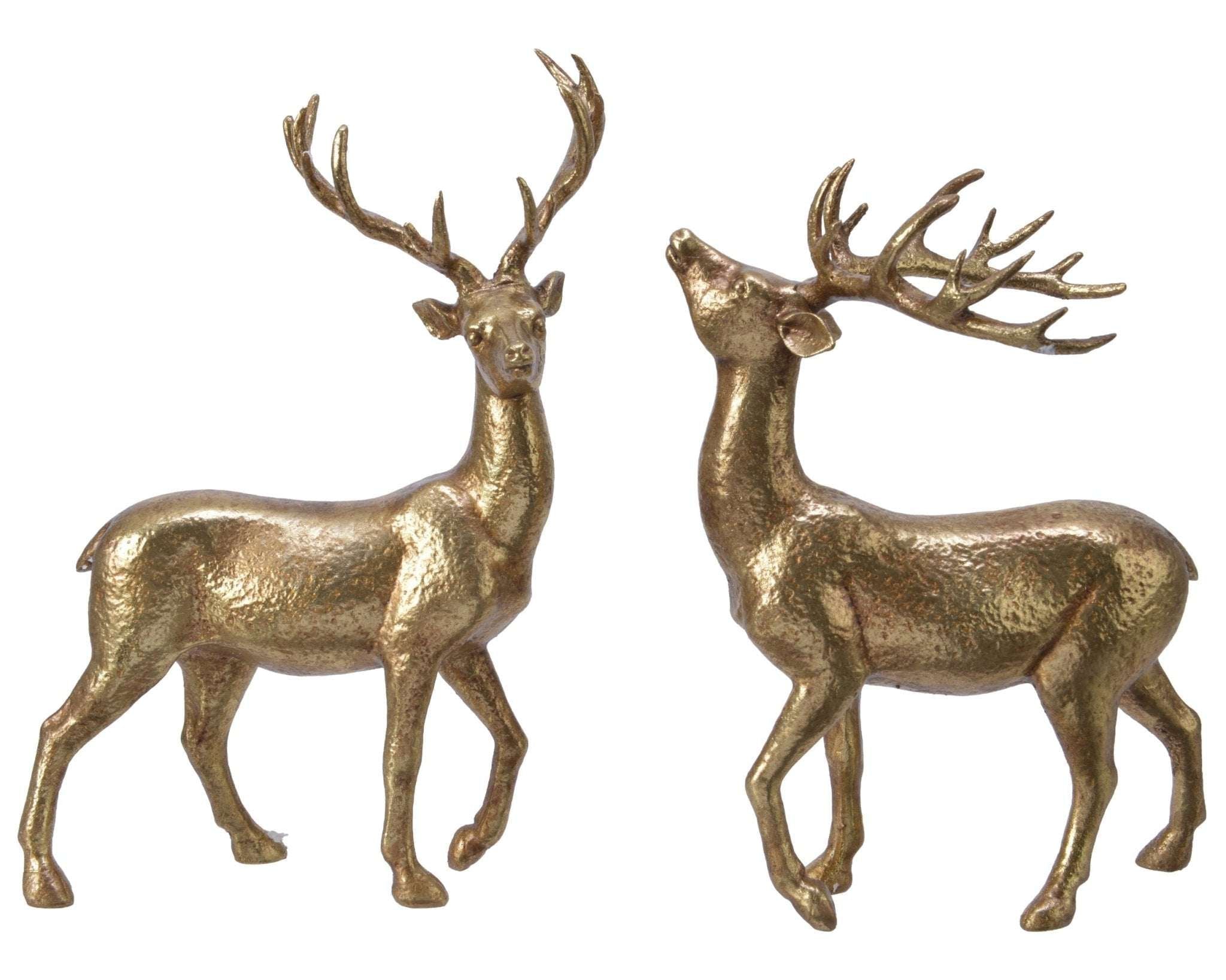 Weihnachtsfigur Hirsch Gold 2er-Set (9,5 x 18,4 x 26,1 cm) - Amiras Zauber