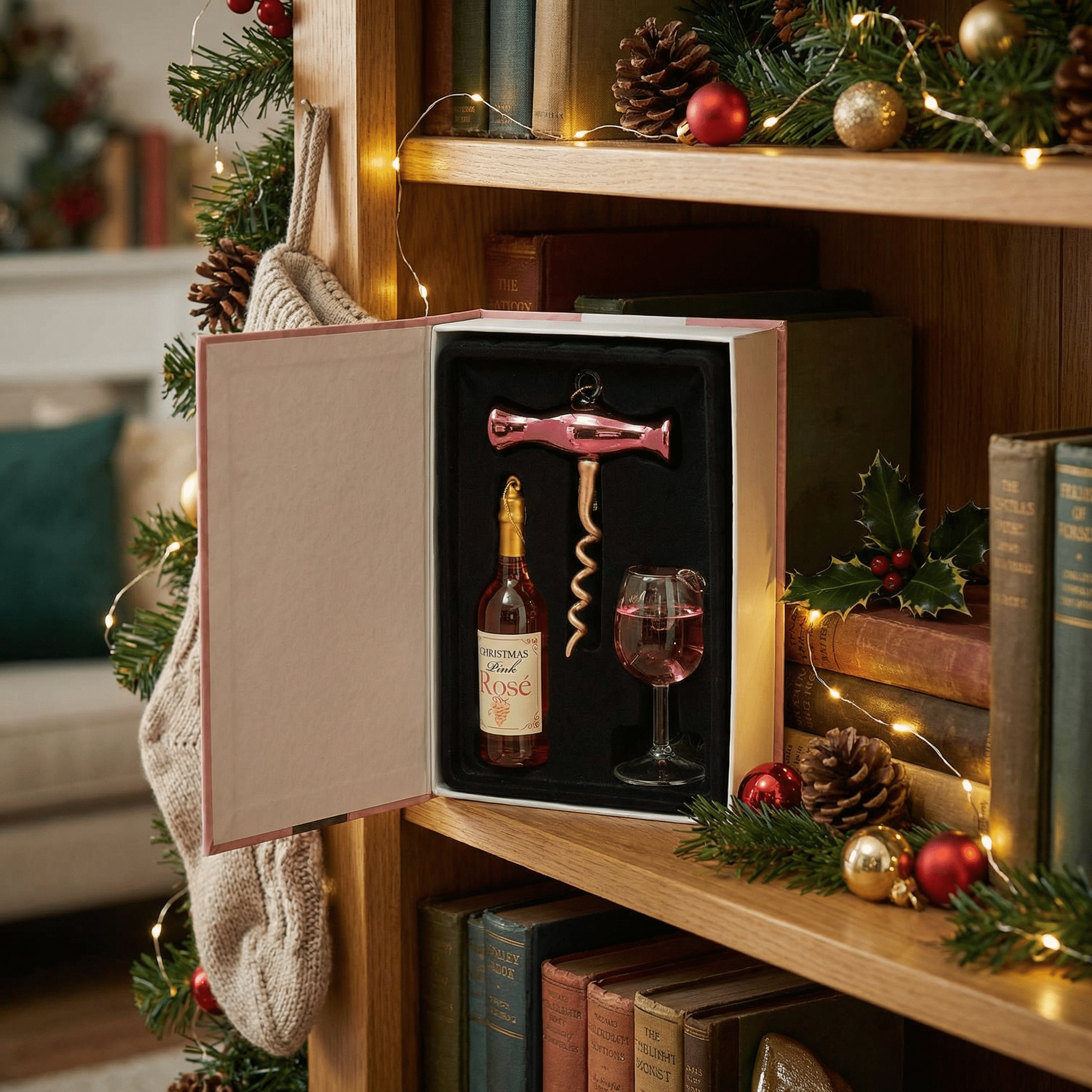 [KI] Wein Glas - Baumschmuck–Geschenk - Edition 4tlg. - Amiras Zauber
