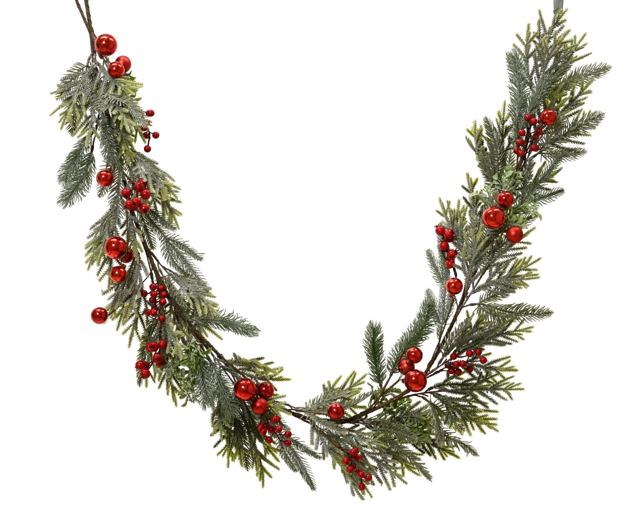 Winterliche Tannengirlande mit roten Beeren indoor (180 x 12 x 8 cm) - Amiras Zauber