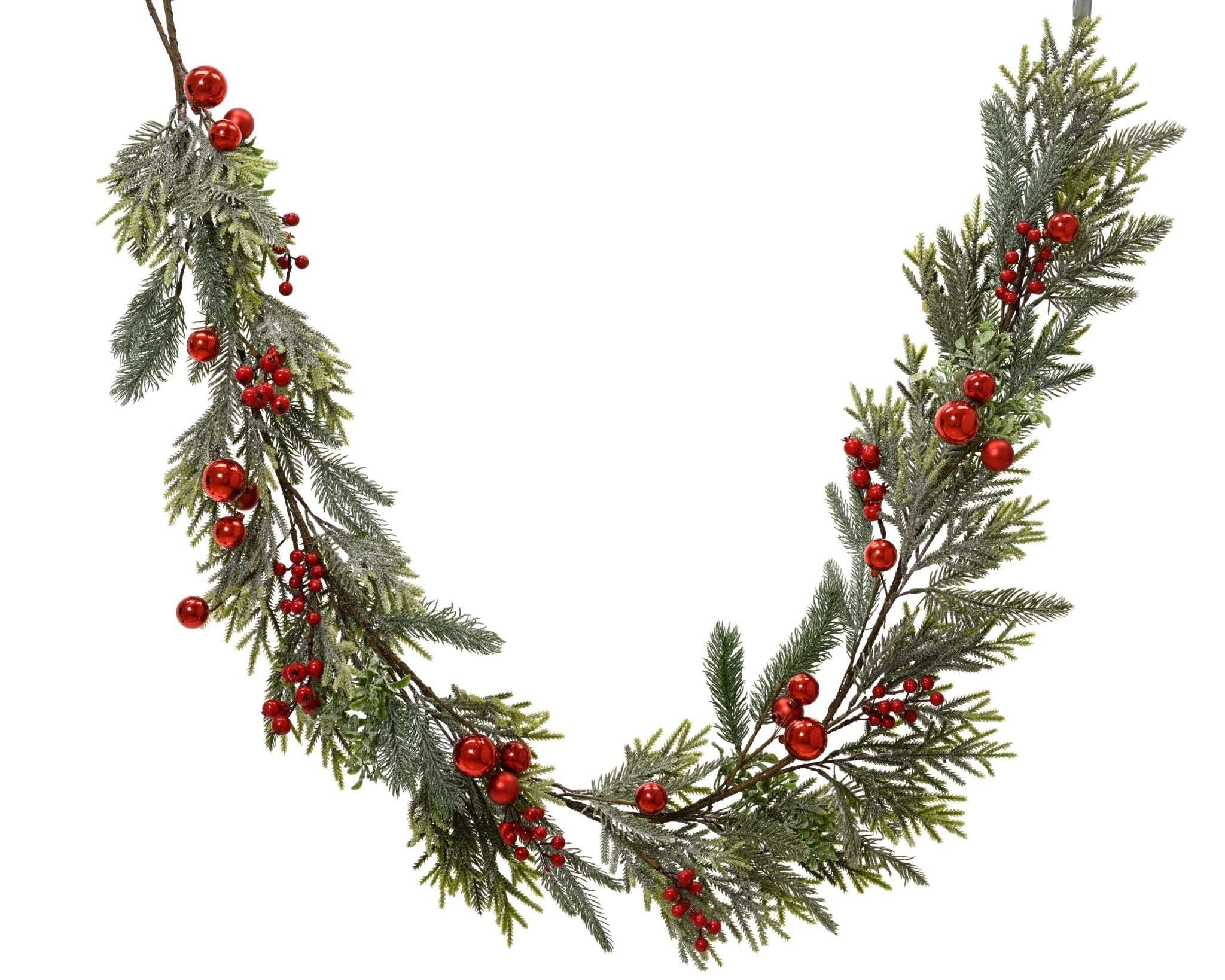 Winterliche Tannengirlande mit roten Beeren indoor (180 x 12 x 8 cm) - Amiras Zauber