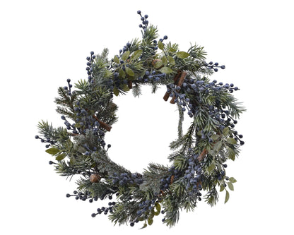 Winterlicher Kranz mit blauen Beeren groß indoor (60 cm) - Amiras Zauber