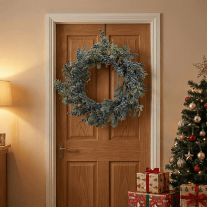 [KI] Winterlicher Kranz mit blauen Beeren groß indoor (60 cm) - Amiras Zauber
