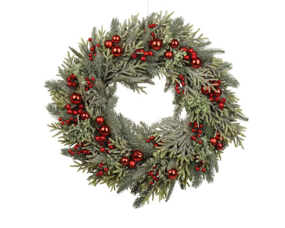 Winterlicher Kranz mit roten Beeren groß indoor (60cm) - Amiras Zauber