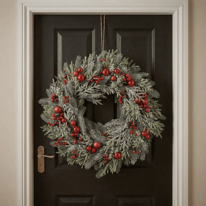 [KI] Winterlicher Kranz mit roten Beeren groß indoor (60cm) - Amiras Zauber