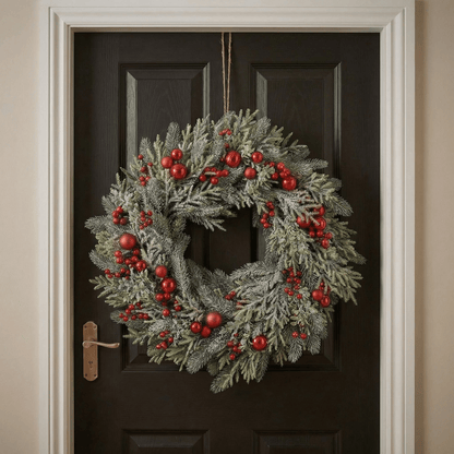 [KI] Winterlicher Kranz mit roten Beeren groß indoor (60cm) - Amiras Zauber