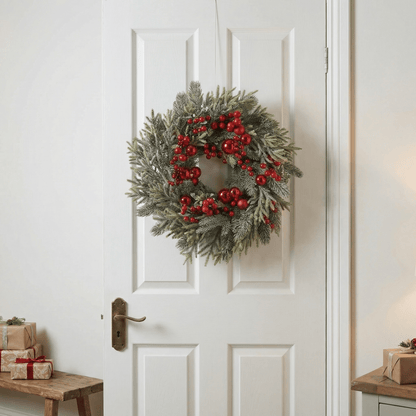 [KI] Winterlicher Kranz mit roten Beeren klein indoor (40 cm) - Amiras Zauber