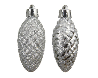 Zapfen Anhänger "Weihnachtsglanz" silber 12tlg. (6 cm) - Amiras Zauber