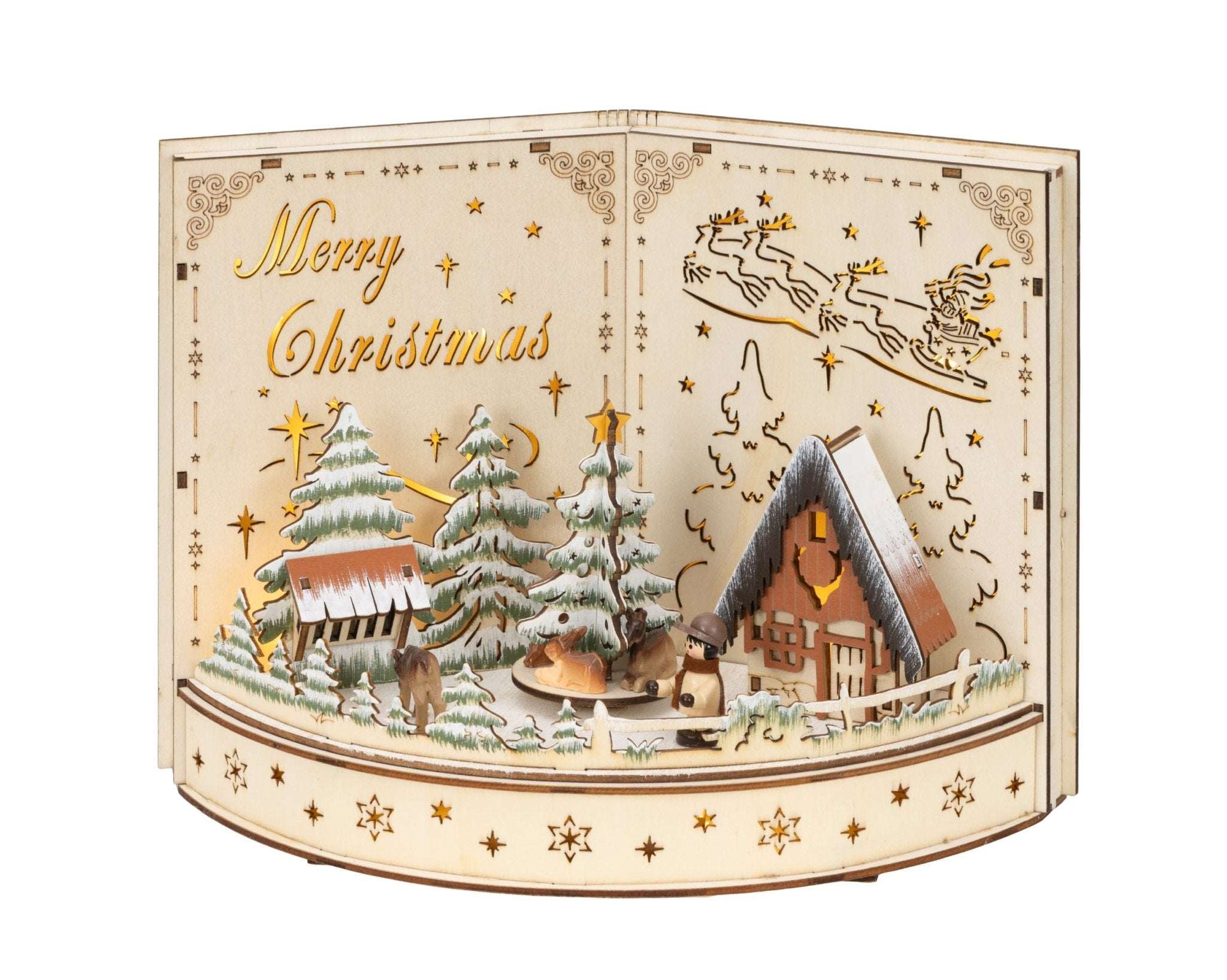 Zauberhafte Weihnachtswelt Holz mit LED (14,5 x 30 x 22 cm) - Amiras Zauber