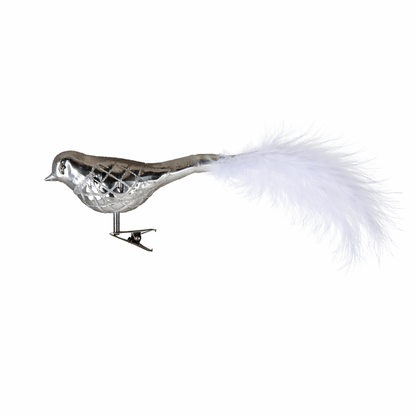 Zaubervogel Baumschmuck silber glitzer 2 St. (9 x 4,5 x 8cm) - Amiras Zauber